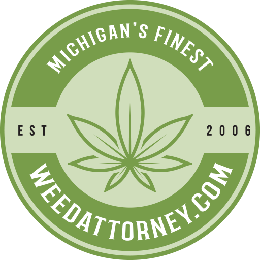 Weed Attorney Logo - Marijuana leaf inside green circle with white serif type